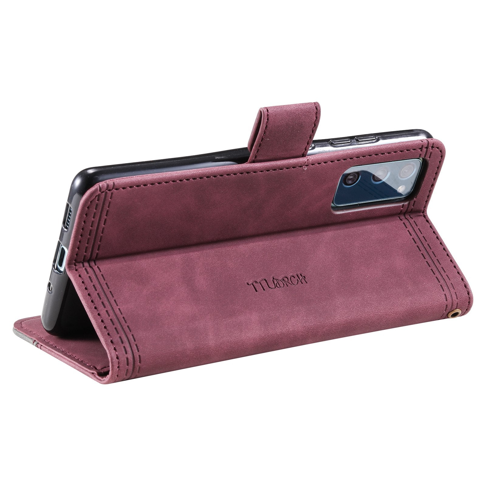 TTUDRCH For Samsung Galaxy S20 FE 2022/S20 FE/S20 Fan Edition/S20 FE 5G/S20 Fan Edition 5G/S20 Lite 004 Splicing PU Leather RFID Blocking Stand Wallet Phone Case with Strap - Wine Red TTUDRCH For Samsung Galaxy S20 FE 2022/S20 FE/S20 Fan Edition/S20 FE 5G/S20 Fan Edition 5G/S20 Lite 004 Splicing PU Leather RFID Blocking Stand Wallet Phone Case with Strap - Wine Red